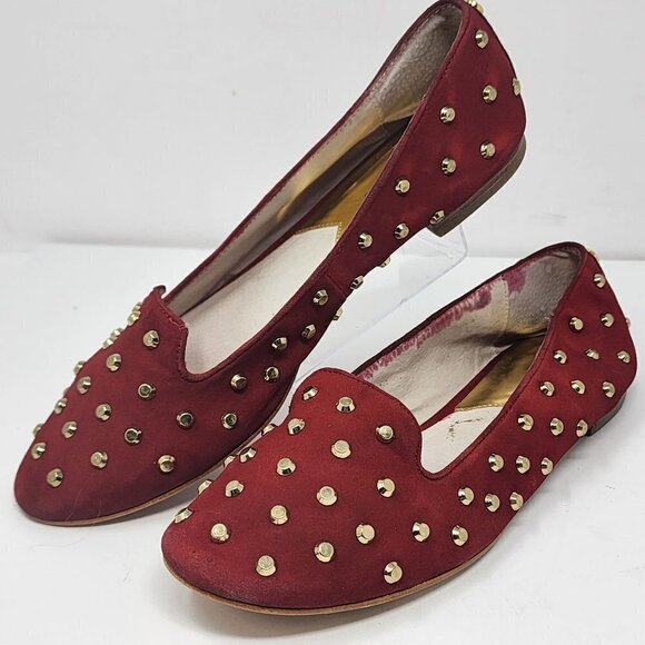Michael Kors Women's Ailee Studded Suede Smoking Flats Cinnabar, Women's 9M - Picture 1 of 7